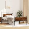 vidaXL Bed Frame Smoked Oak Engineered wood and steel Twin Bed Frame