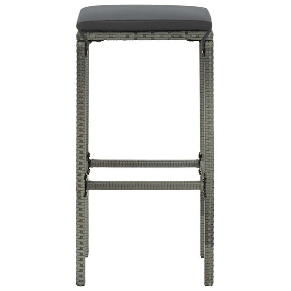 vidaXL Garden Bar Set Gray PE rattan, powder-coated steel, fabric Compact