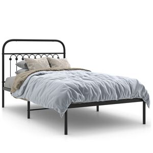 vidaXL Bed Frame Black Steel Twin Bed Frame Rectangular Traditional