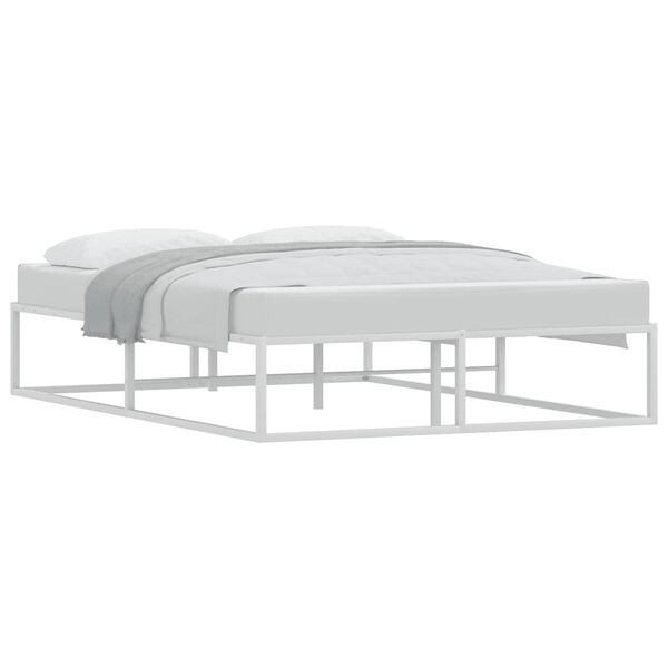 vidaXL Bed Frame White Powder-coated metal Double Bed Frame