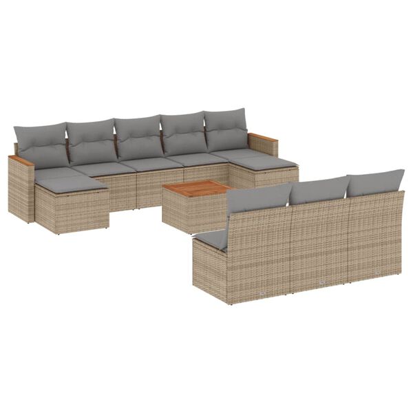 vidaXL Garden Sofa Set Mix beige PE rattan Large Modular
