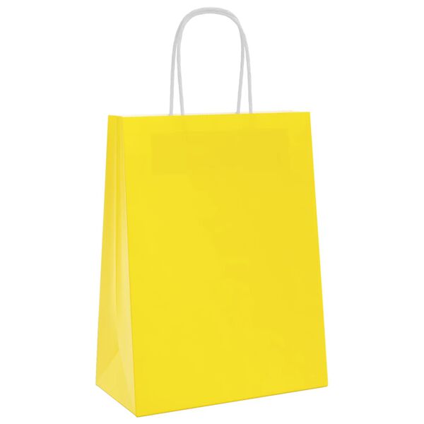 vidaXL Paper Bags 50 pcs with Handles Yellow 21x11x28 cm
