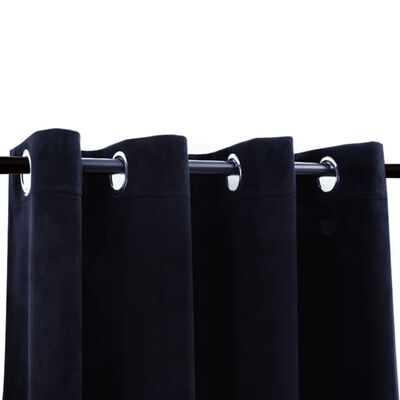 vidaXL Blackout Curtains with Rings 2 pcs Black 54"x95" Velvet