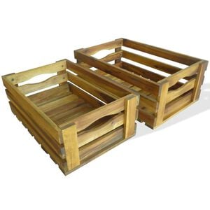 vidaXL Apple Crate Set of 2 Natural wood Solid acacia wood