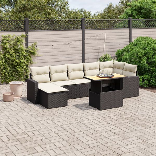 vidaXL Garden Sofa Set Black, Cream White
