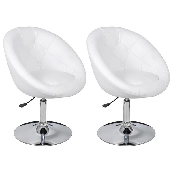 vidaXL Bar Stool Set of 2 White Faux Leather, Steel Medium