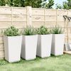 vidaXL Garden Planter Set of 4 White Polypropylene 12.8x12.8x22.4 in