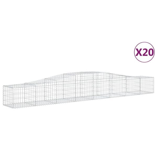 vidaXL Gabion Basket Set of 20 Silver Galvanized Steel Large Durable