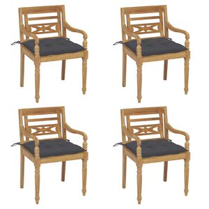 vidaXL Batavia Chairs with Cushions 4 pcs Solid Teak Wood