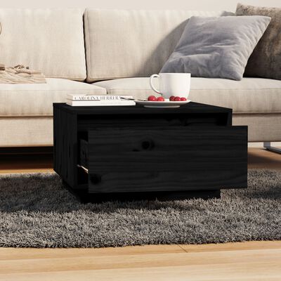 vidaXL Coffee Table Black 21.7"x22"x12.6" Solid Wood Pine