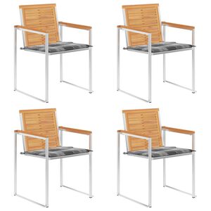 vidaXL Patio Chairs 4 pcs with Cuhsions Solid Teak Wood (2x46515+314072)