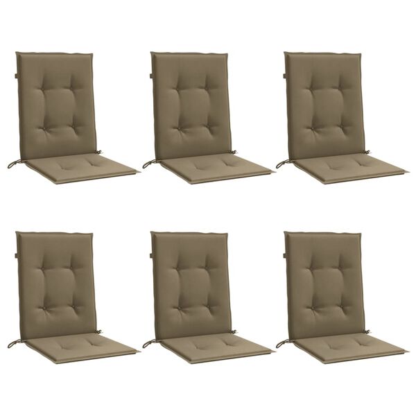 vidaXL Lowback Chair Cushion Set of 6 Melange taupe Polyester