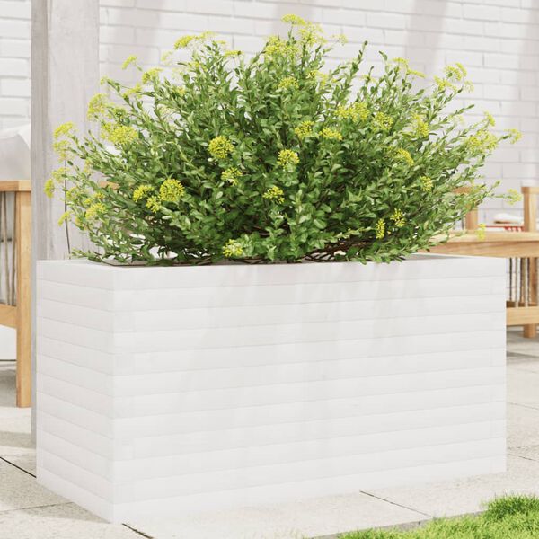 vidaXL Garden Planter White Solid pinewood 35.4 x 15.7 x 17.9 in