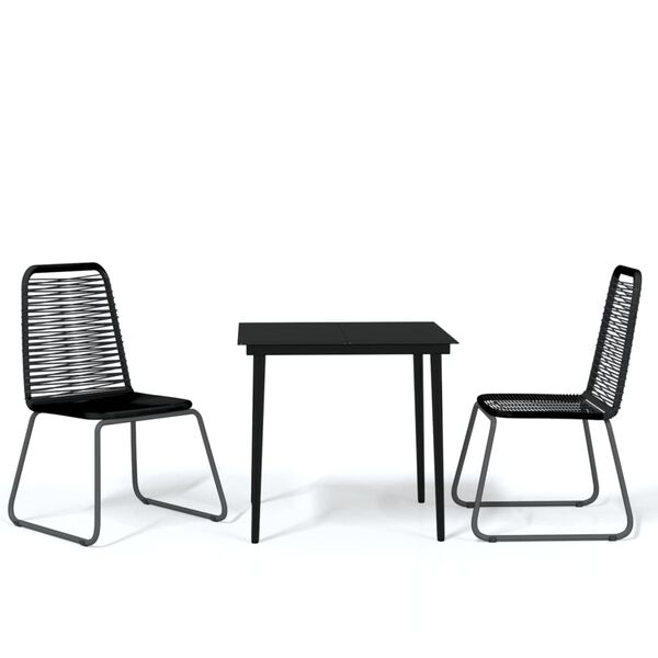 vidaXL Garden Dining Set Black Powder-coated steel, glass, PE rattan