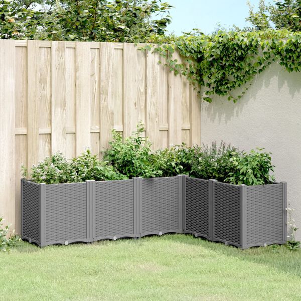 vidaXL Garden Planter Light grey Polypropylene Large Modular