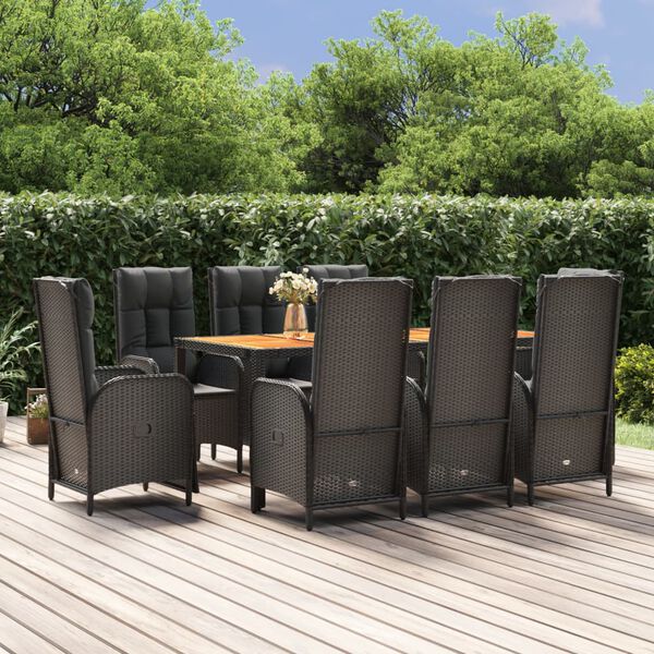 vidaXL Garden Dining Set Black PE Rattan Set for 8 people
