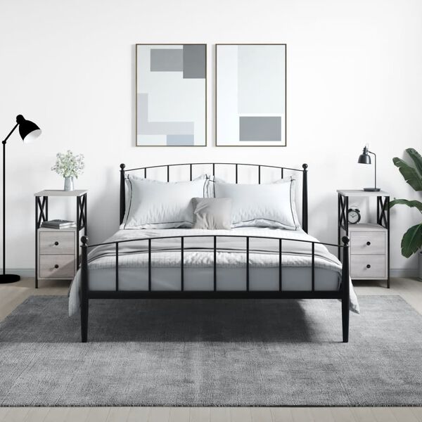 vidaXL Bedside Cabinet Set of 2 Grey Sonoma Engineered wood, iron