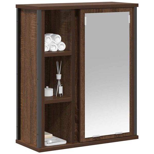 vidaXL Bathroom Wall Cabinet Brown oak Engineered wood, steel Medium