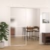 vidaXL Sliding Door Frosted ESG Glass and Aluminum 35.4"x80.7" White