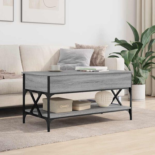 vidaXL Coffee Table Gray Sonoma Engineered Wood and Metal Medium