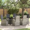 vidaXL Garden Dining Set with Cushion 7 pcs Grey Poly Rattan