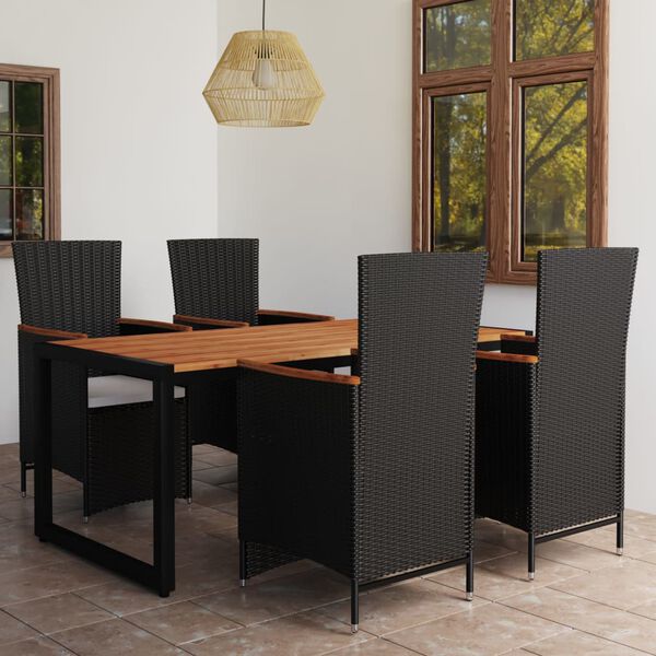 vidaXL 5 Piece Patio Dining Set Black