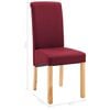 vidaXL Dining Chair Set of 2 Red Fabric and Wood Standard Ergonomic