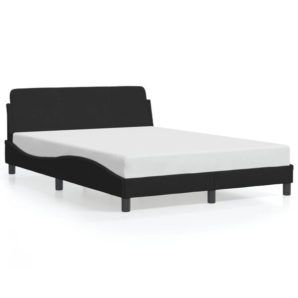 vidaXL Bed Frame Black Velvet, Metal, Solid Pine Wood, Plywood Double