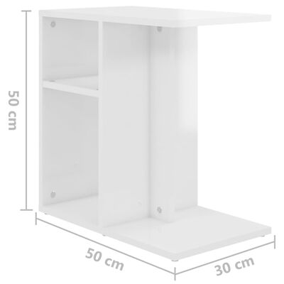 vidaXL Side Table High Gloss White 19.7"x11.8"x19.7" Engineered Wood