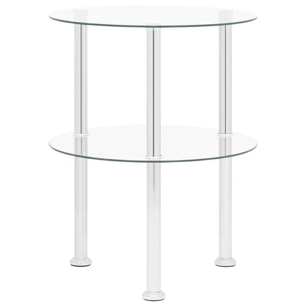 vidaXL Side Table Transparent Tempered glass, Stainless steel Medium