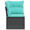 vidaXL Garden Sofa Black PE Rattan, Powder-Coated Steel, Polyester Compact