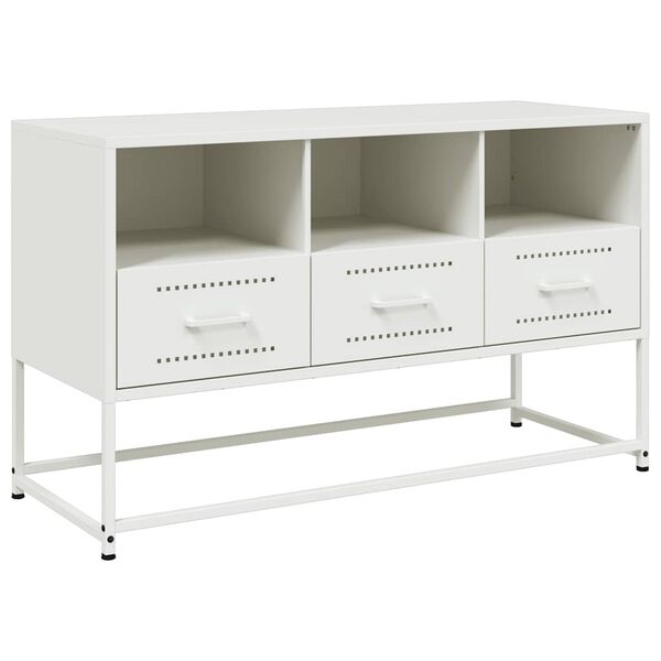 vidaXL Tv Cabinet White Steel Medium Tv Cabinet Rectangular