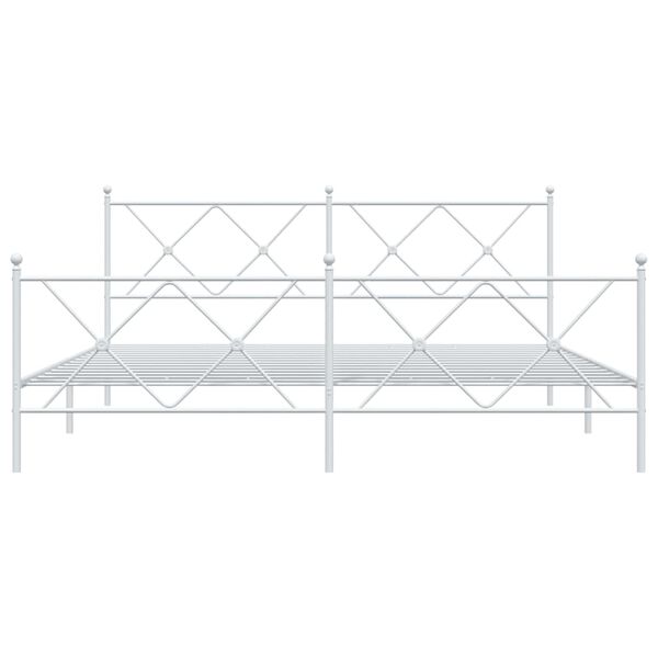 vidaXL Bed Frame White Steel King Bed Frame Rectangular Durable