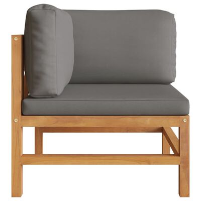 vidaXL 2-Seater Patio Sofa with Gray Cushions Solid Teak Wood