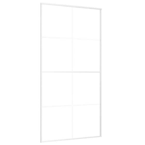 vidaXL Sliding Door Frosted ESG Glass and Aluminum 40.4"x80.7" White