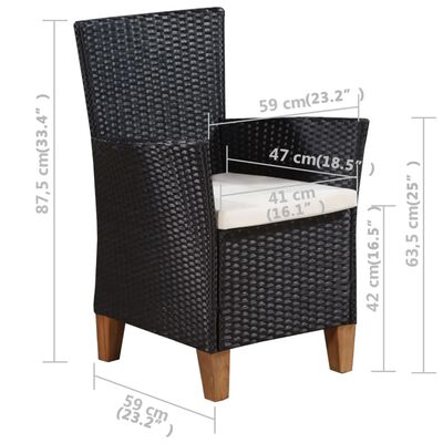 Dimension guide for the chair: overall height 87.5 cm, width 59 cm, arm height 63.5 cm, seat height 42 cm, seat width 41 cm, arm width 47 cm.