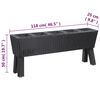 vidaXL Garden Raised Bed with Legs and 5 Pots 46.4"x9.8"x19.7" Poly Rattan Black