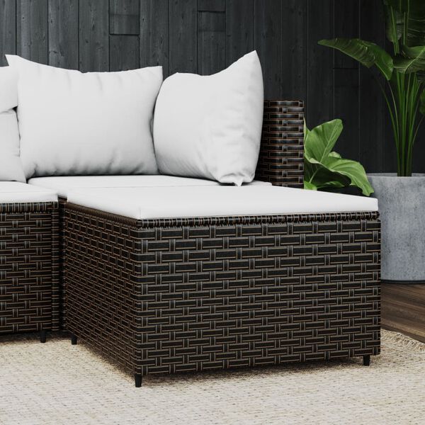 vidaXL Patio Footrest Brown PE Rattan Standard Adjustable Feet