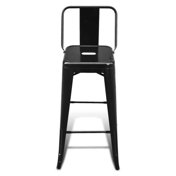 vidaXL Bar Stool Set of 4 Black Steel Standard Footrest Modern
