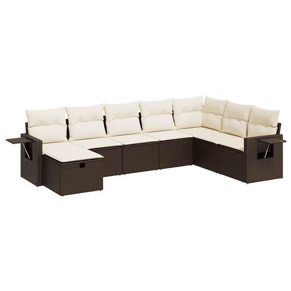 vidaXL Garden Sofa Set Brown, Cream White
