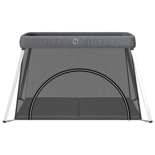 vidaXL Baby Playpen with Mattress Dark Gray Linen Fabric
