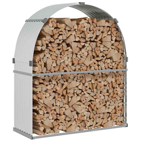 vidaXL Log Holder Silver 47.2"x17.7"x55.1" Galvanized Steel