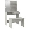 vidaXL Dressing Table Set with LED Concrete Grey Engineered Wood Medium