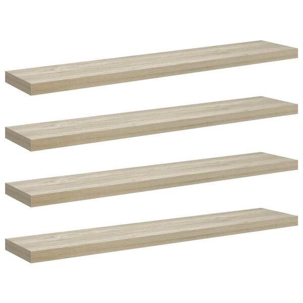 vidaXL Wall Shelf Set of 4 Oak Honeycomb MDF, metal Large