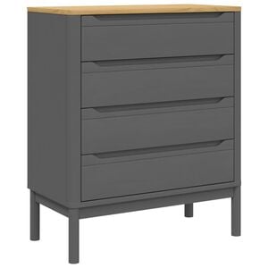 vidaXL Drawer Cabinet Grey Solid Pine Wood Medium Chest of Drawers