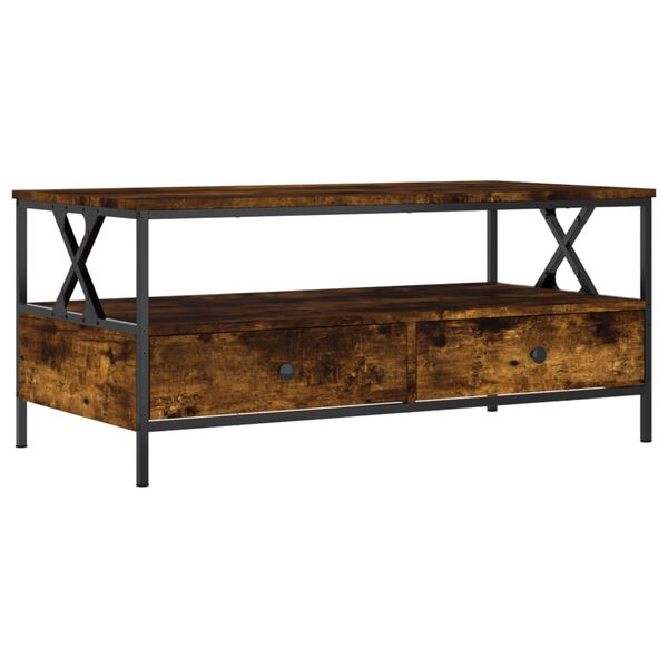 vidaXL Coffee Table Smoked Oak Engineered Wood, Metal Medium
