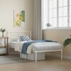 vidaXL Metal Bed Frame White Powder-Coated Steel Single