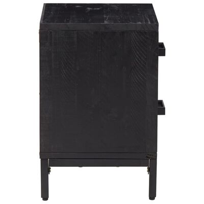 vidaXL Bedside Cabinet Black 14.2"x11.8"x17.7" Solid Wood Pine