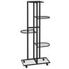 vidaXL Flower Stand Black Powder-coated iron Tall Rollable