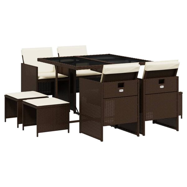 vidaXL Garden Dining Set Brown, Cream White